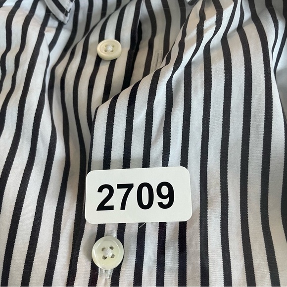 Theory men’s Irving eco stripe black and white button down shirt 22709 - Picture 9 of 9